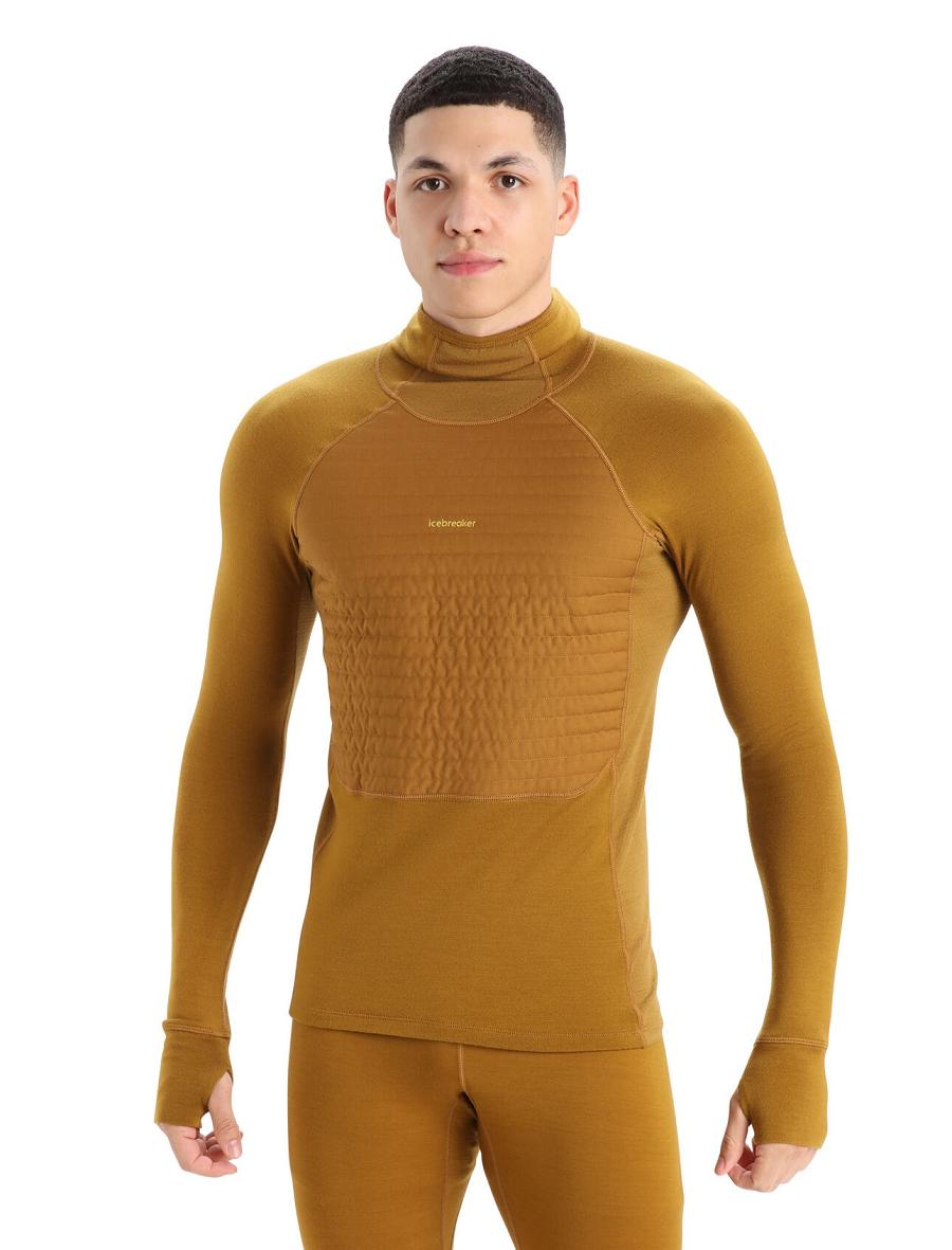 Base Layers Icebreaker ZoneKnit™ Merino Insulated Long Sleeve Hoodie Męskie Brązowe | PL 1618PJJQ